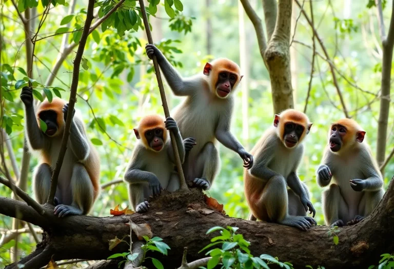 Rhesus Macaque Monkeys in Nature