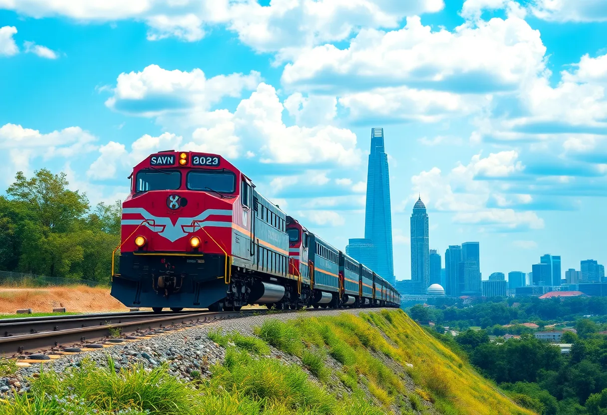 Conceptual image of a train traveling from Savannah to Atlanta