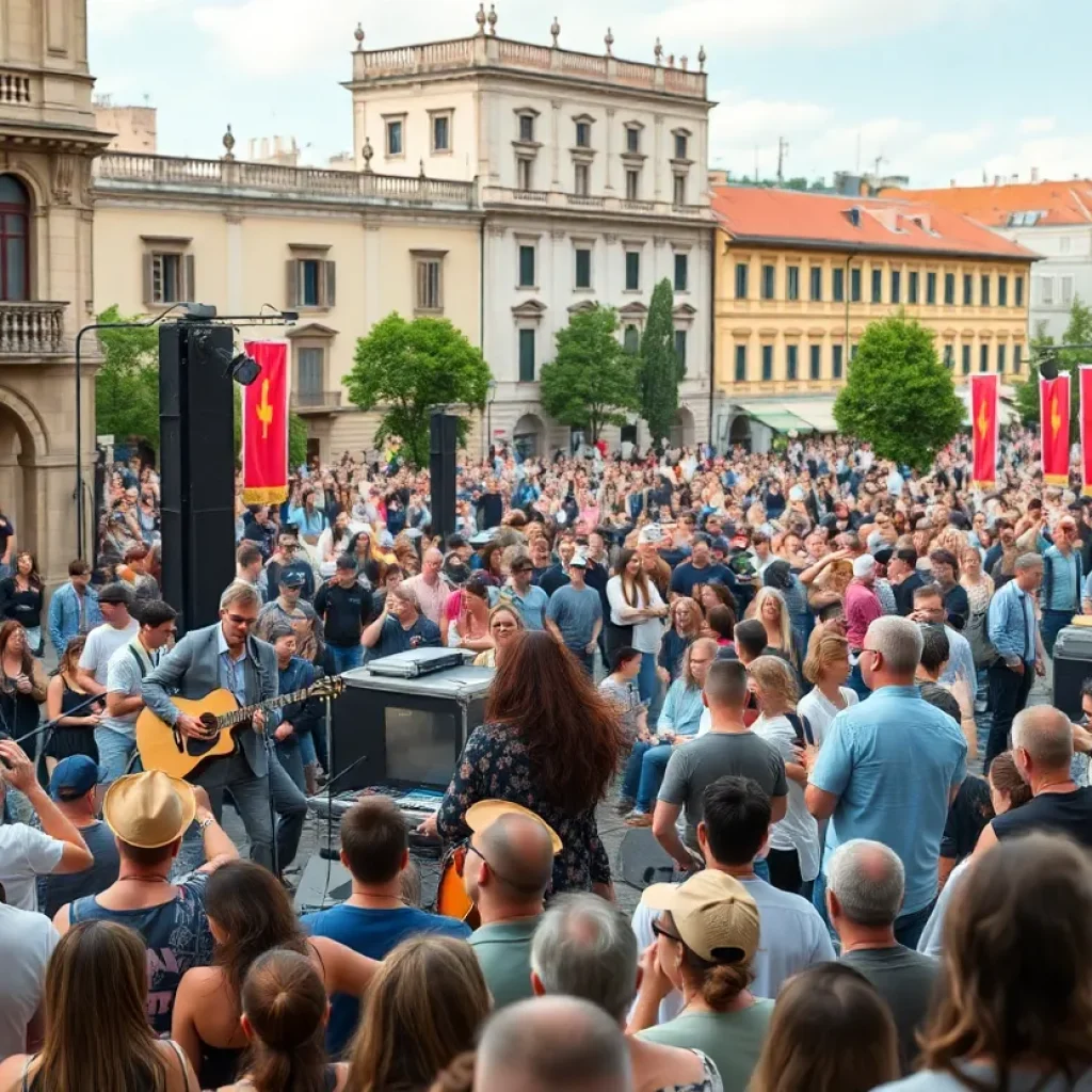 Crowd enjoying performances at the Savannah Music Festival.