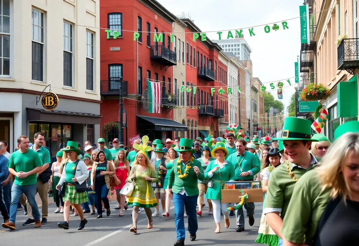 Crowd enjoying the St. Patrick's Day parade in Savannah