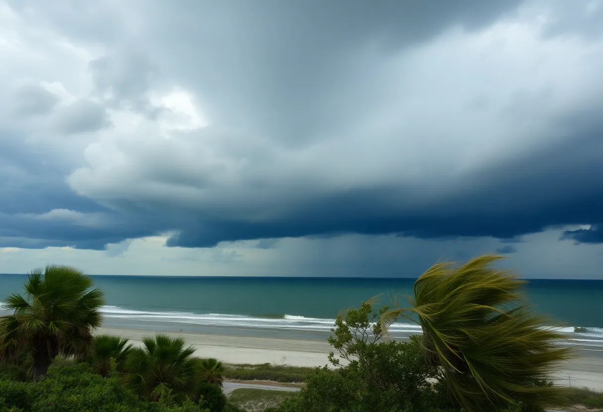 Dark storm clouds over Hilton Head Island beach
