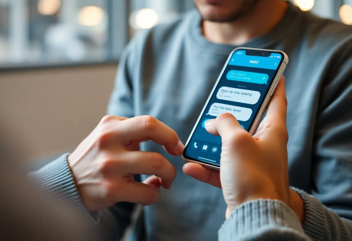 Person reading SMS marketing messages on a smartphone
