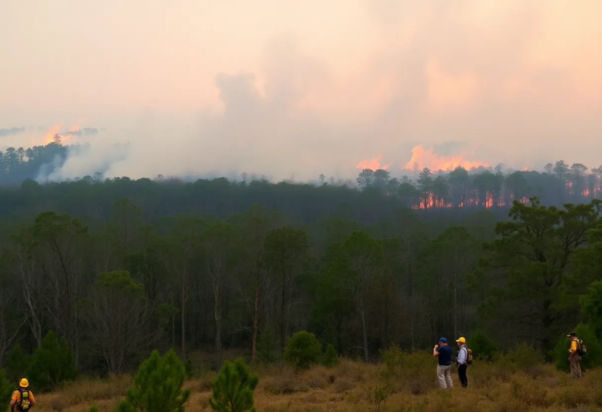 Wildfires raging in South Carolina with firefighters working to control the flames.
