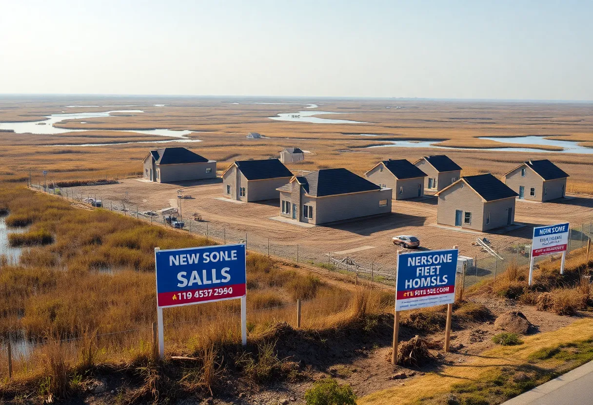 Construction site in Bailey's Cove with new homes