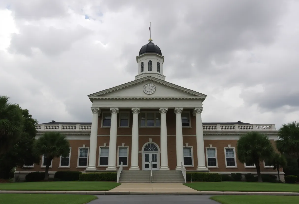 Beaufort County government building with cloudy sky