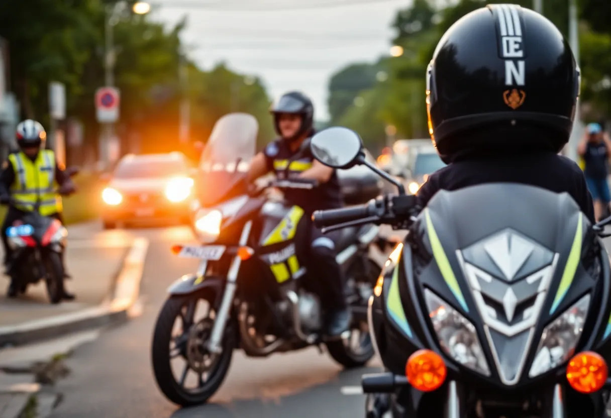 Police scene investigating theft of a motorcycle