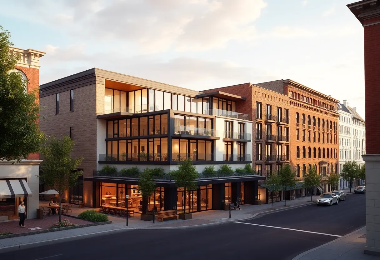 Conceptual design for the Beaufort Inn expansion showcasing additional hotel rooms and amenities.