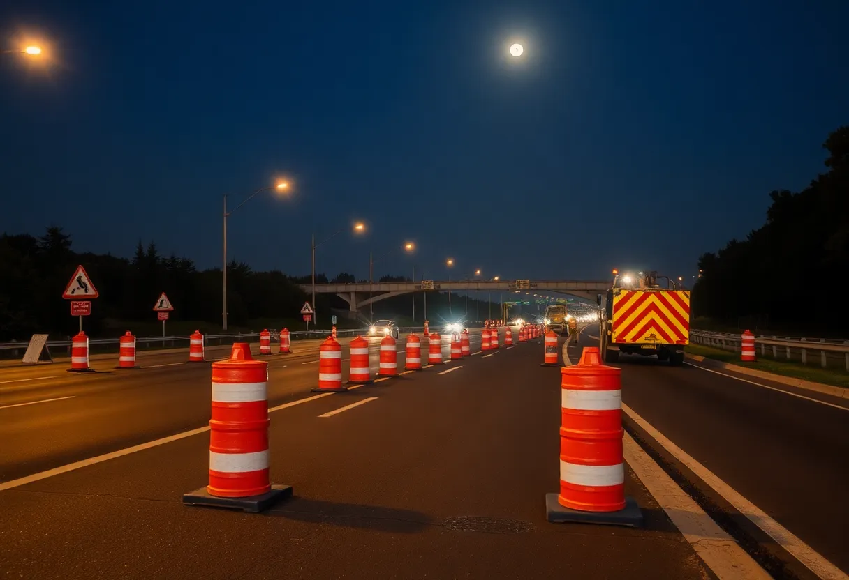 Overnight road repair work on Bluffton Parkway