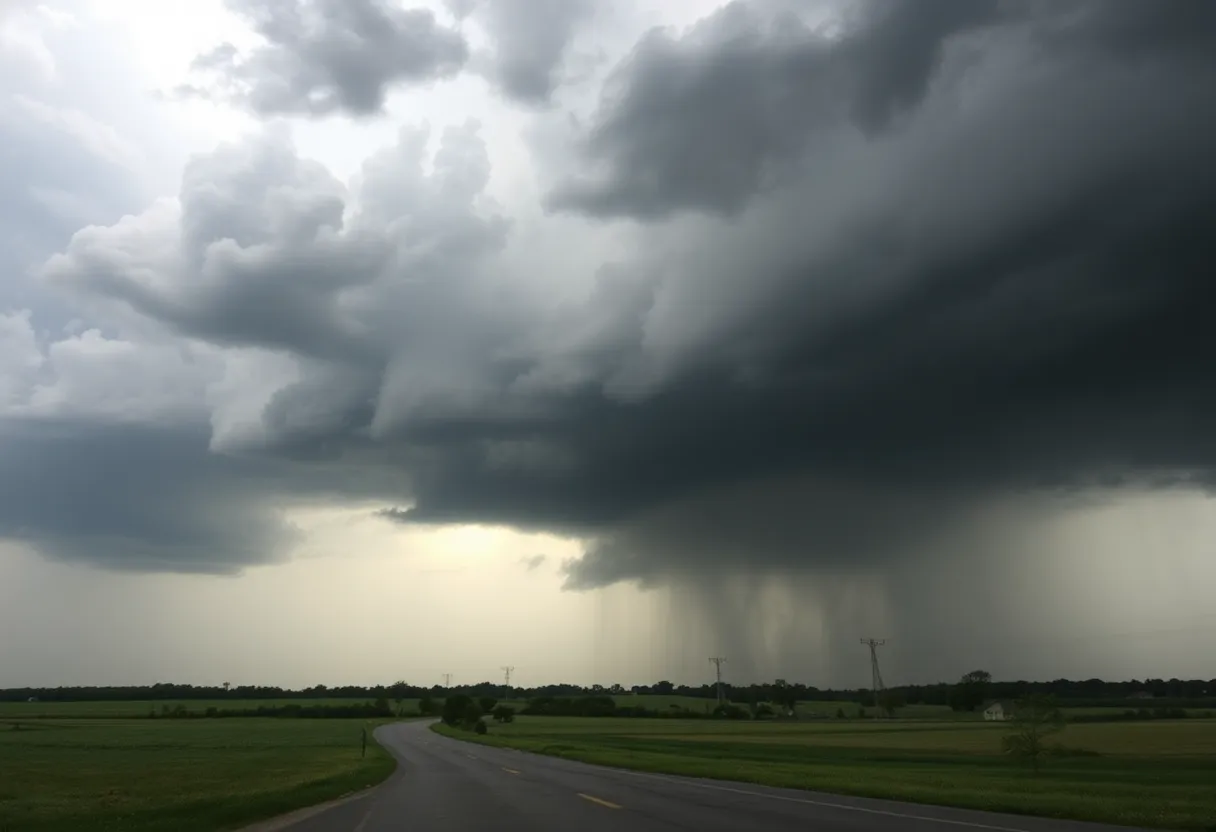 Severe thunderstorms over Cherokee County, Oklahoma