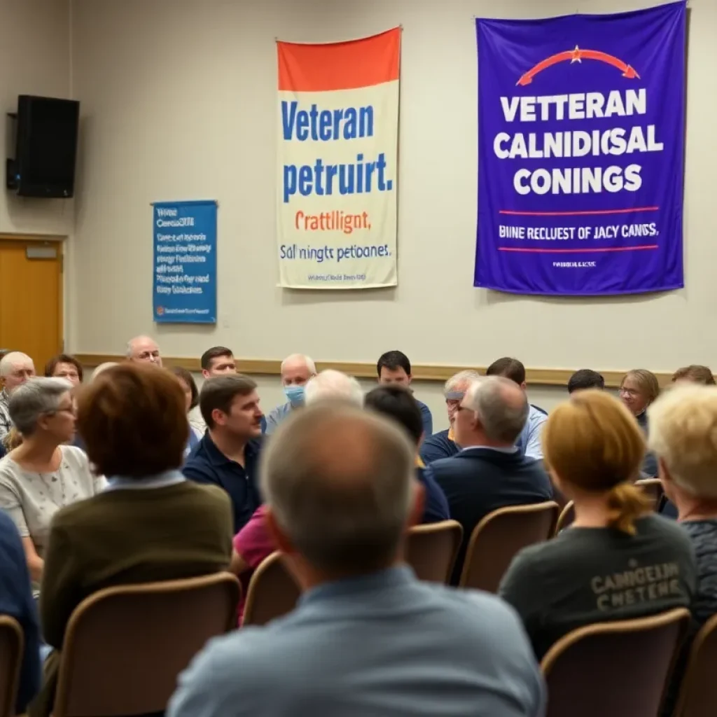 People participating in a town hall meeting