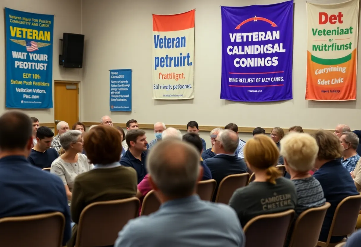 People participating in a town hall meeting