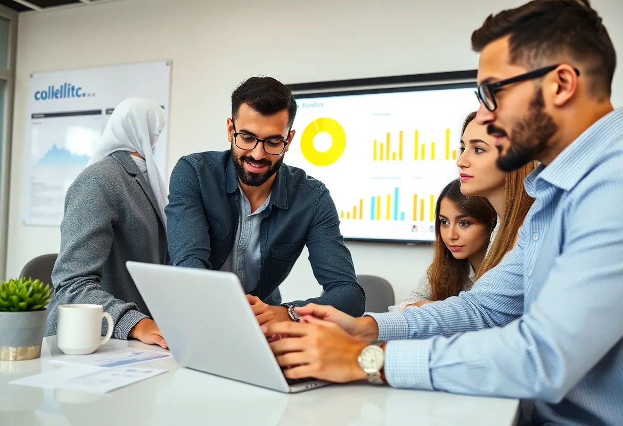 Team of digital marketers analyzing consumer behavior data