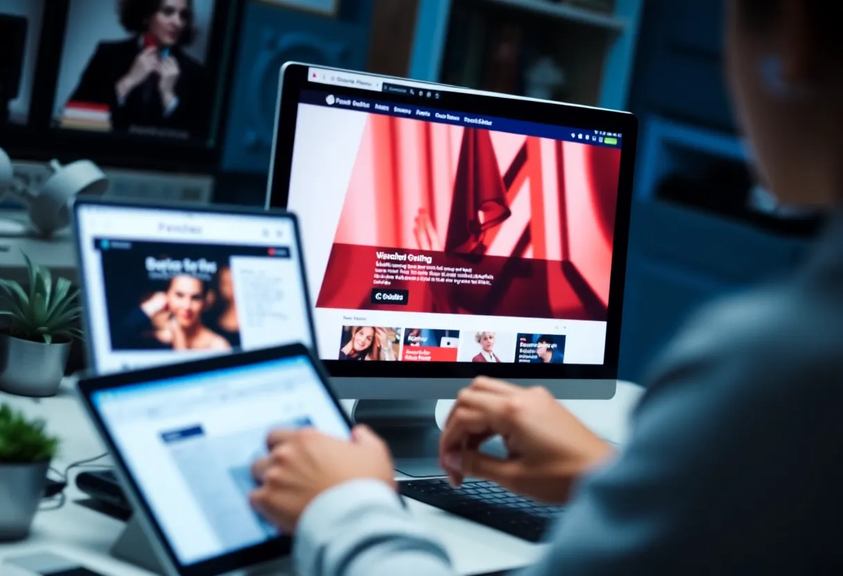 A digital marketing professional showcasing dynamic content on a screen