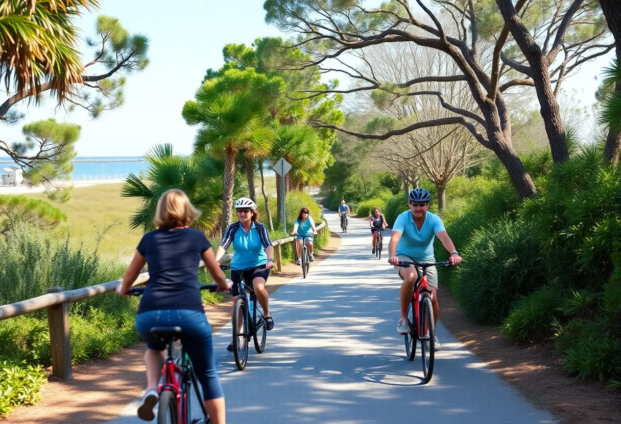 Cyclists riding on a bike path in Hilton Head Island