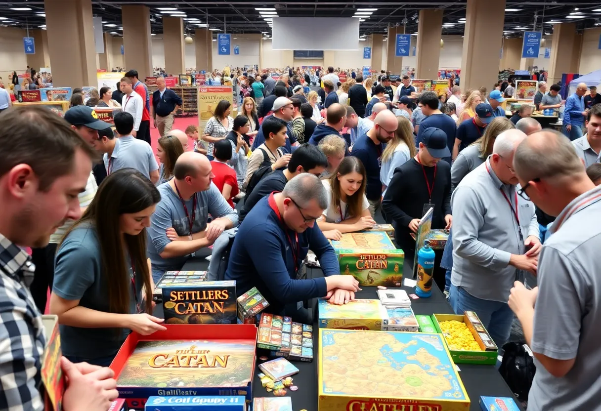 Attendees enjoying board games at Rolling on the River convention