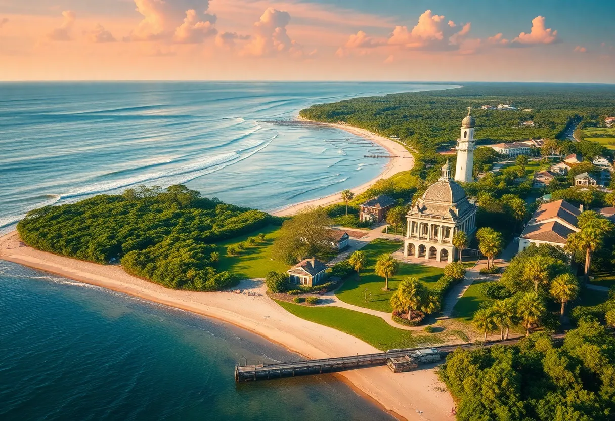 Beautiful landscape of South Carolina featuring beaches and greenery