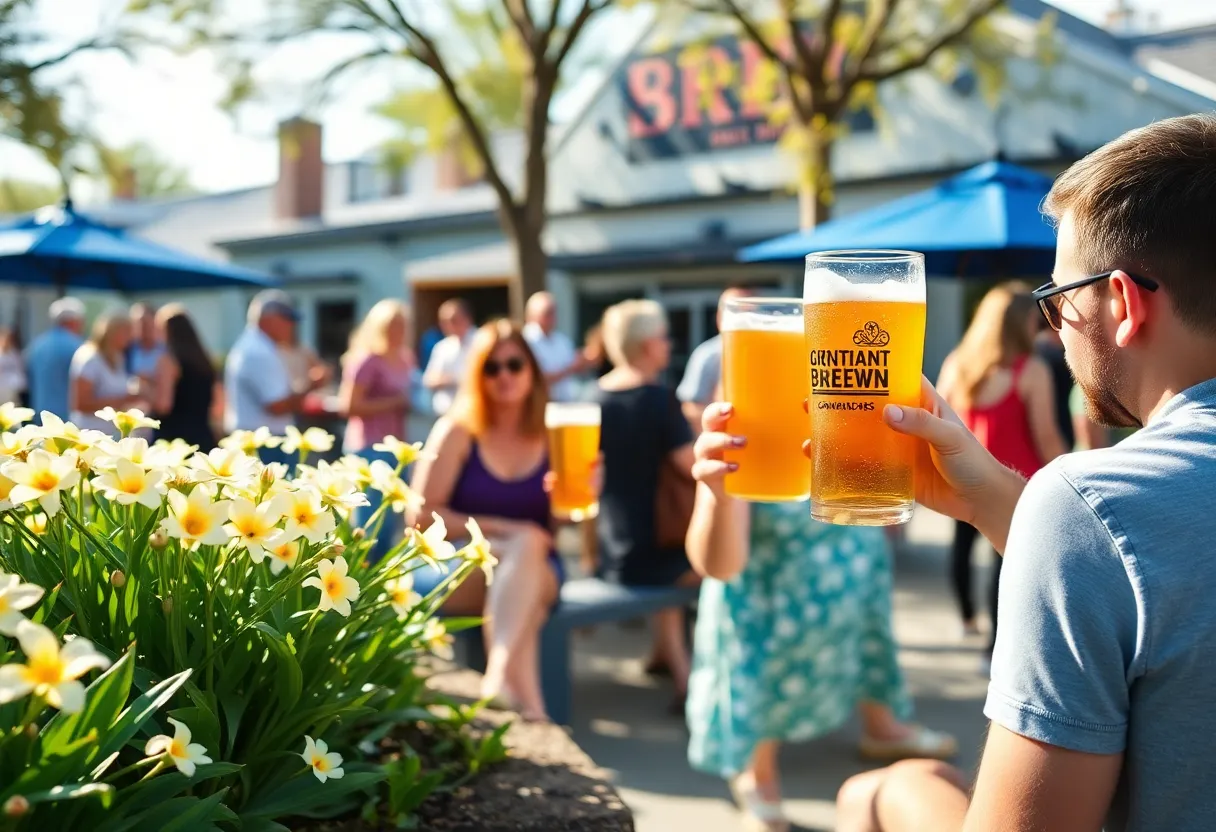 People enjoying spring beers at Hilton Head Island breweries