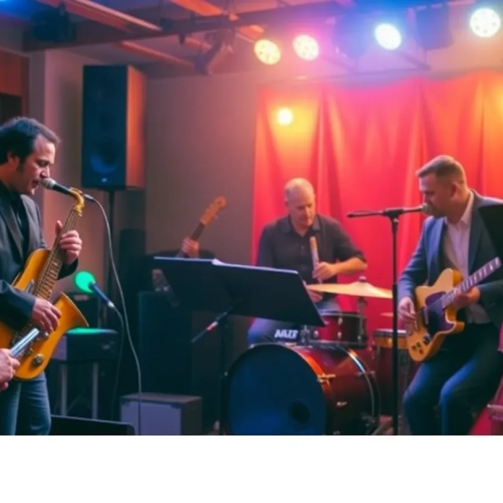 Jazz musicians performing on stage, creating an engaging atmosphere.