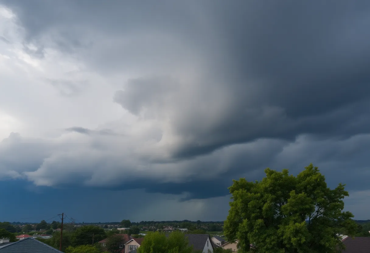 Dark storm clouds over Newberry County with strong winds