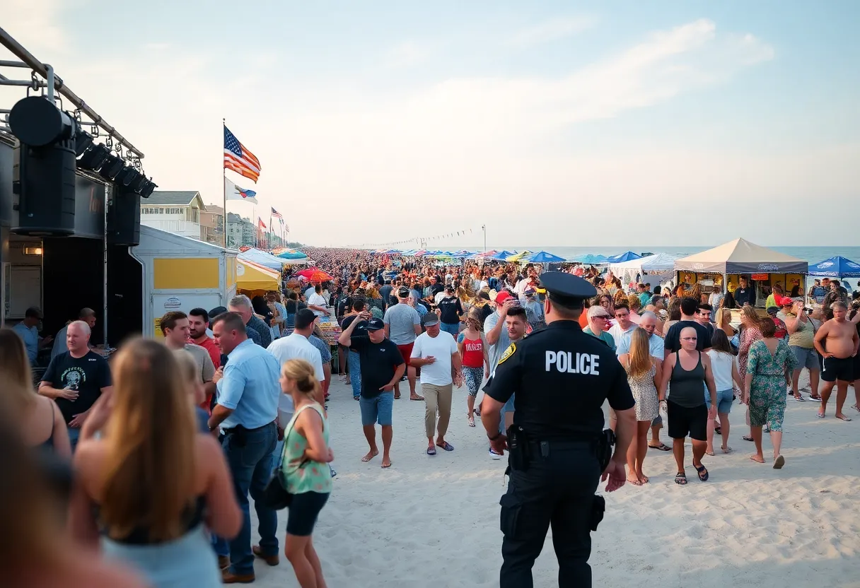 Crowd at Tybee Island Orange Crush festival enjoying entertainment and food
