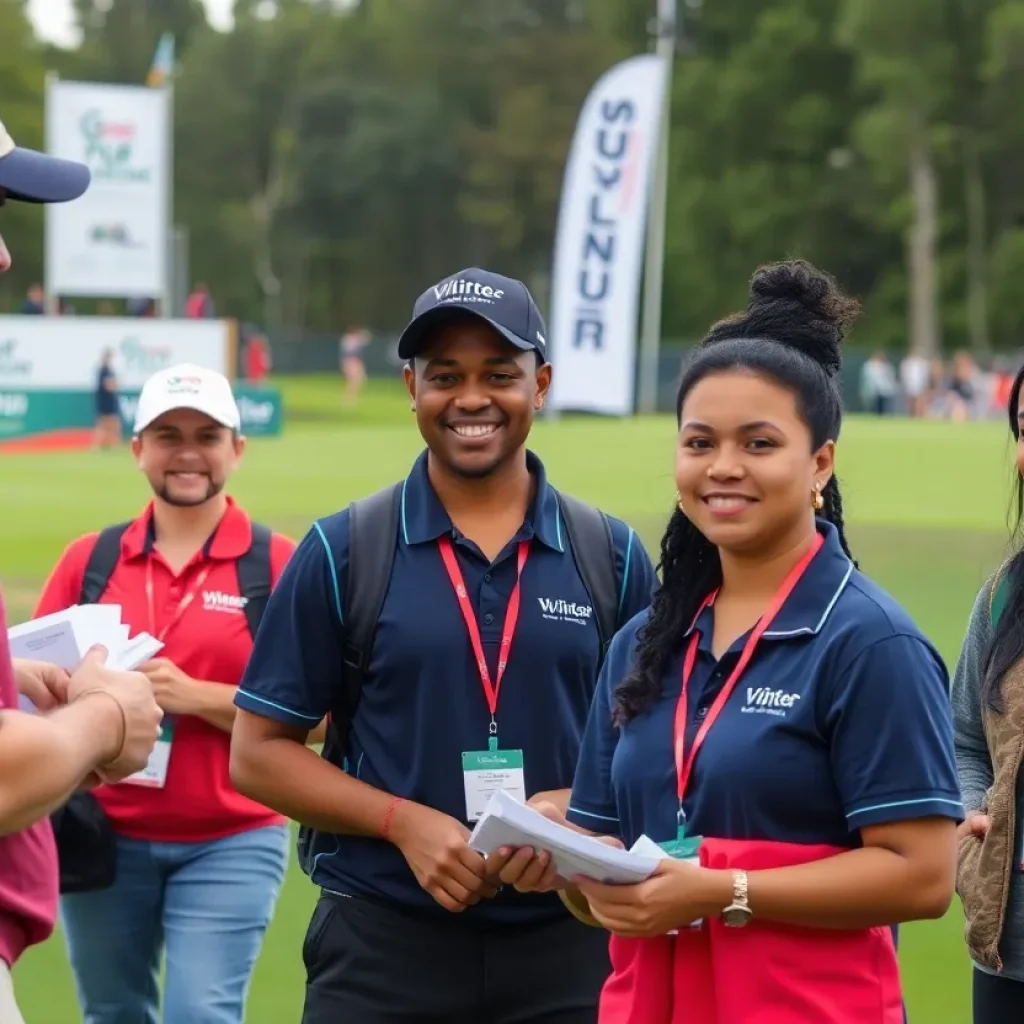 Diverse volunteers assisting at the RBC Heritage golf tournament