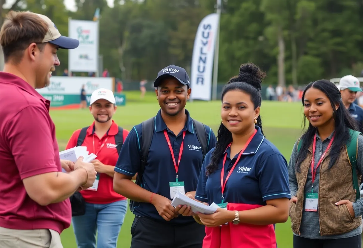 Diverse volunteers assisting at the RBC Heritage golf tournament