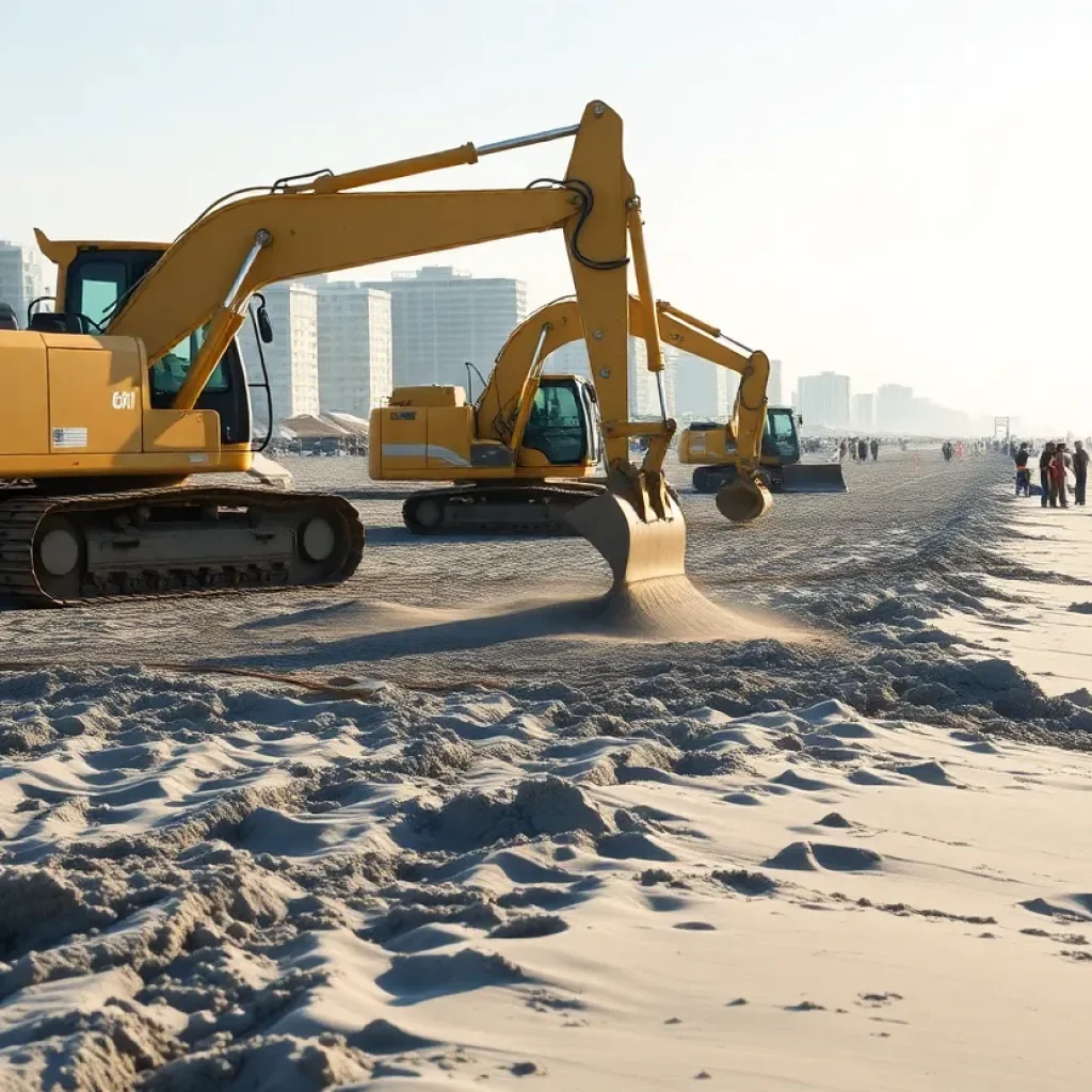 Construction of beach renourishment project in Hilton Head Island