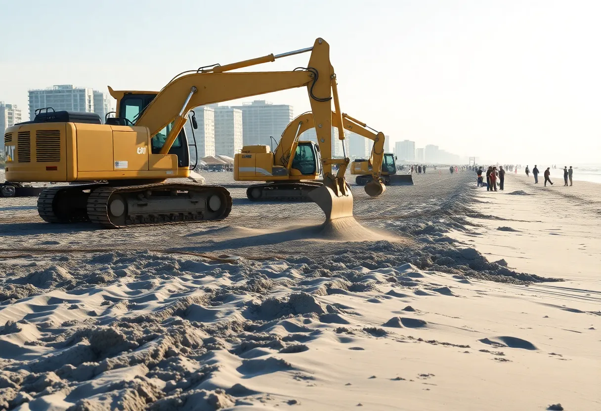 Construction of beach renourishment project in Hilton Head Island