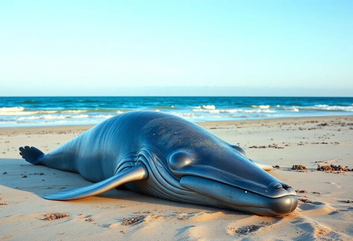 Juvenile sperm whale beached on Hilton Head Island