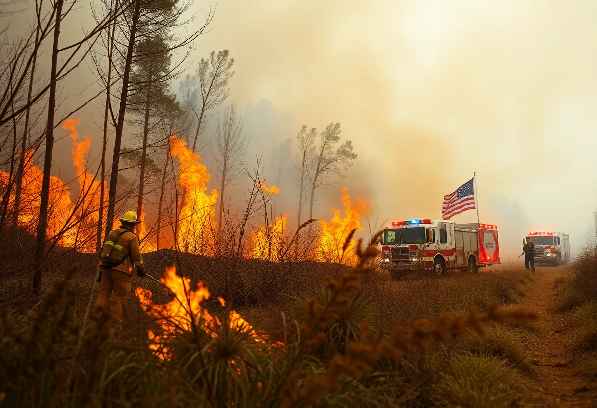 Firefighters managing brush fires in Beaufort County