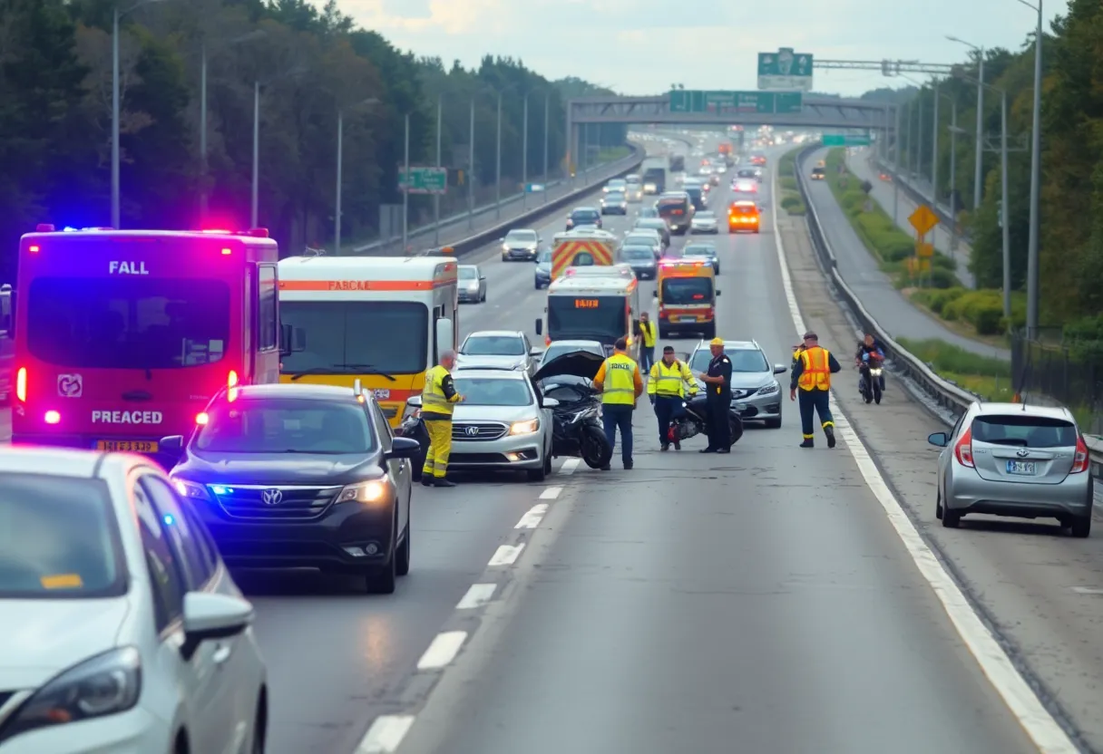 Scene of the six-vehicle collision in Bluffton