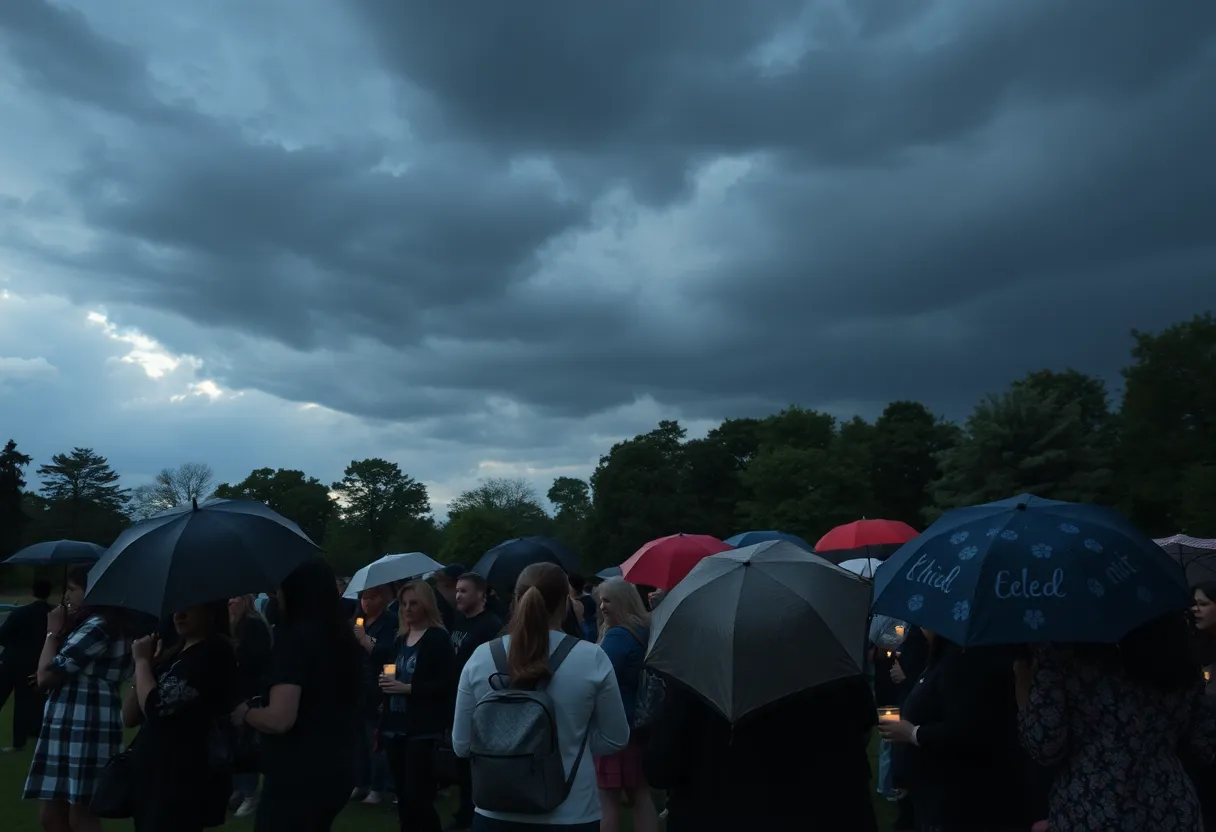 Residents of Brenham gather to mourn during severe weather
