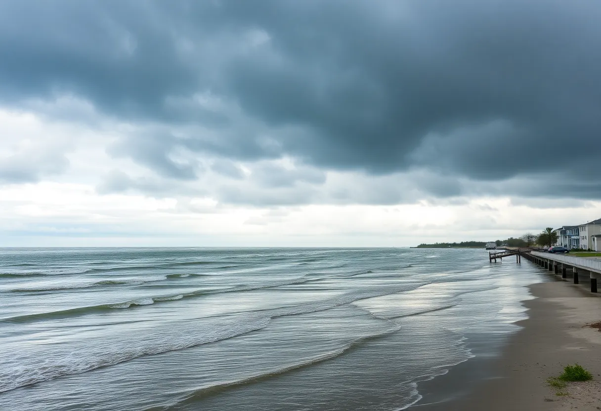 High tide approaching Charleston's shoreline during a coastal flood advisory.