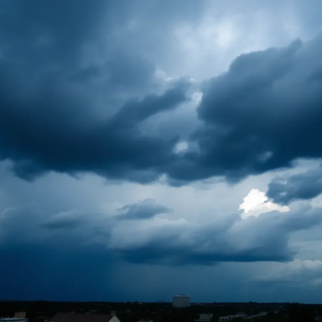 Storm clouds and rain over Charleston SC