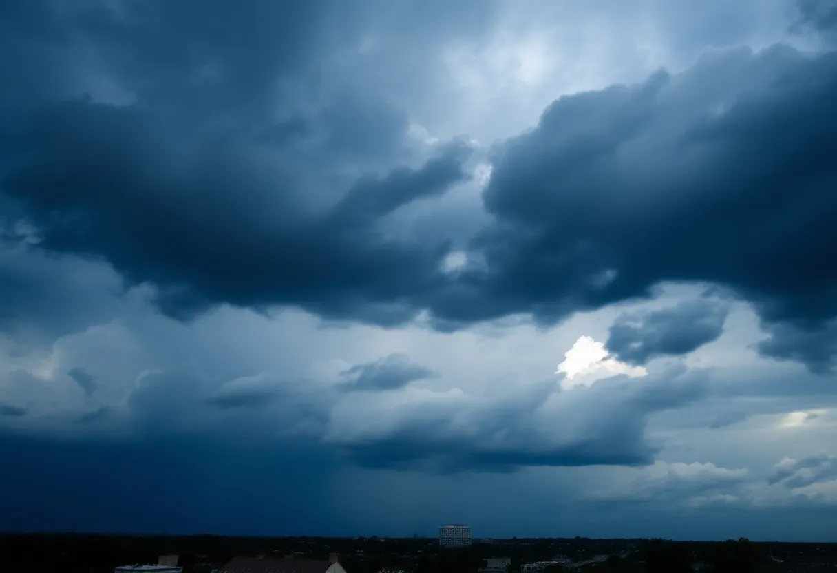 Storm clouds and rain over Charleston SC