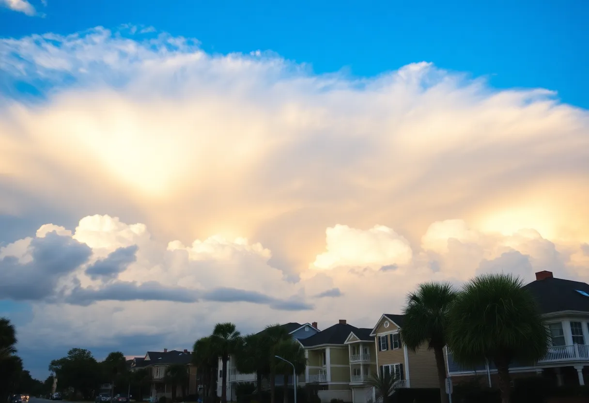 Scenic view of Charleston with clouds signaling a weather change
