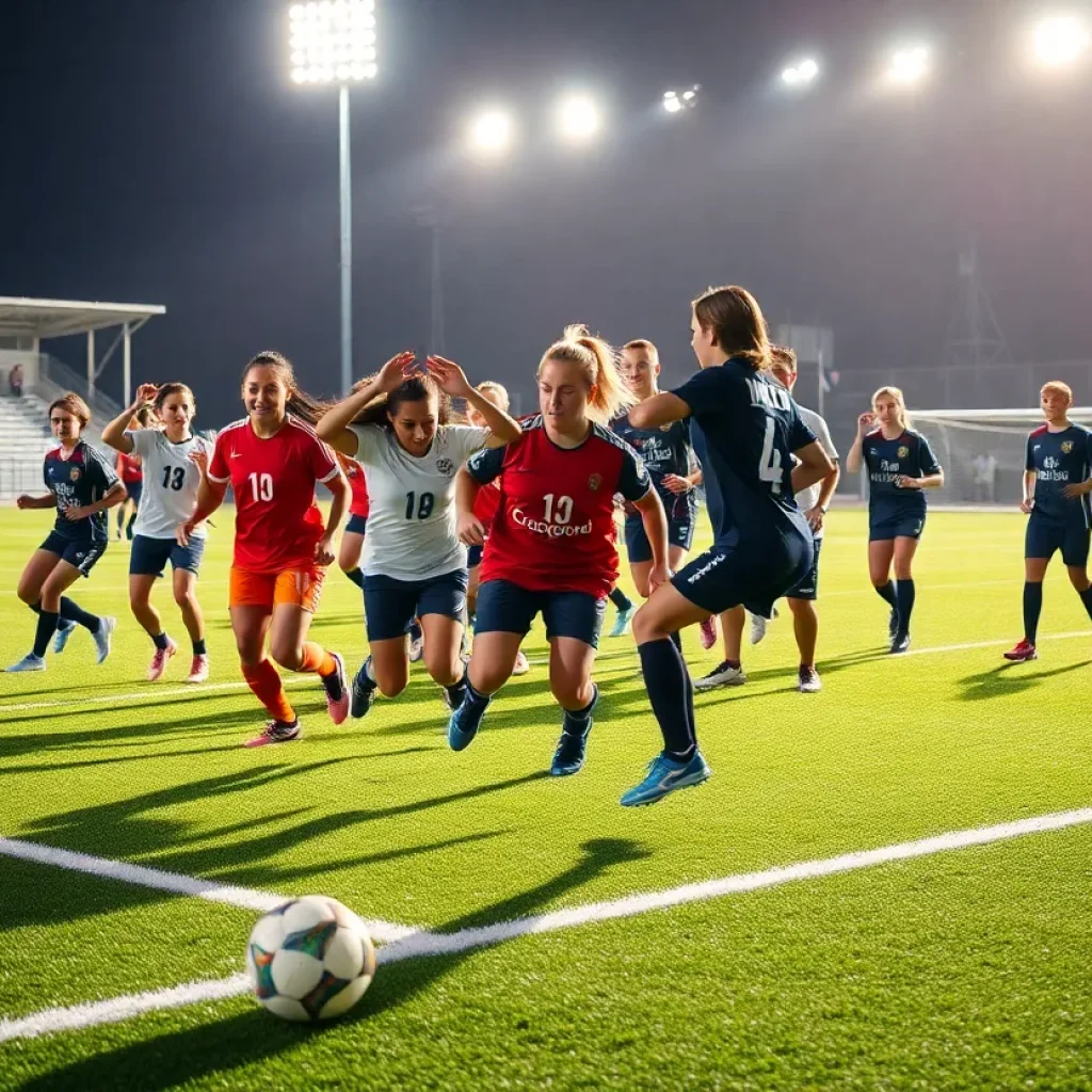 Soccer players competing in the Coastal Empire All-Star Games