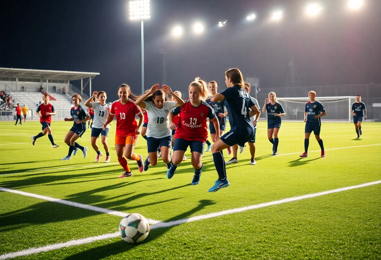 Soccer players competing in the Coastal Empire All-Star Games