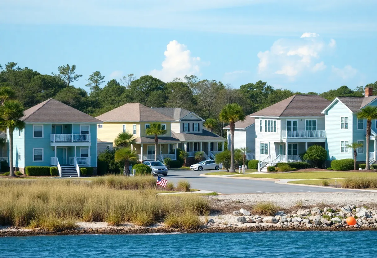 View of residential area in Hilton Head Island depicting housing challenges