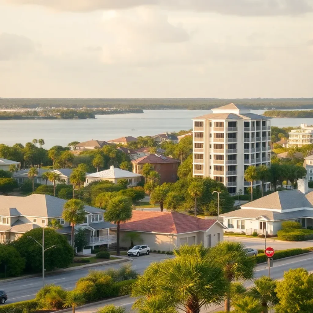 View of residential areas in Hilton Head Island along with workers commuting.