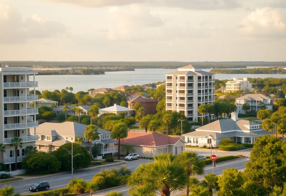 View of residential areas in Hilton Head Island along with workers commuting.