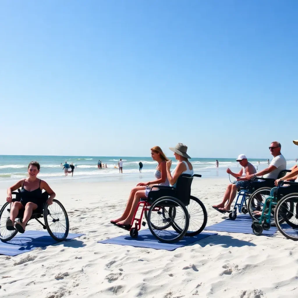 Families enjoying Hilton Head Island beach with accessibility features