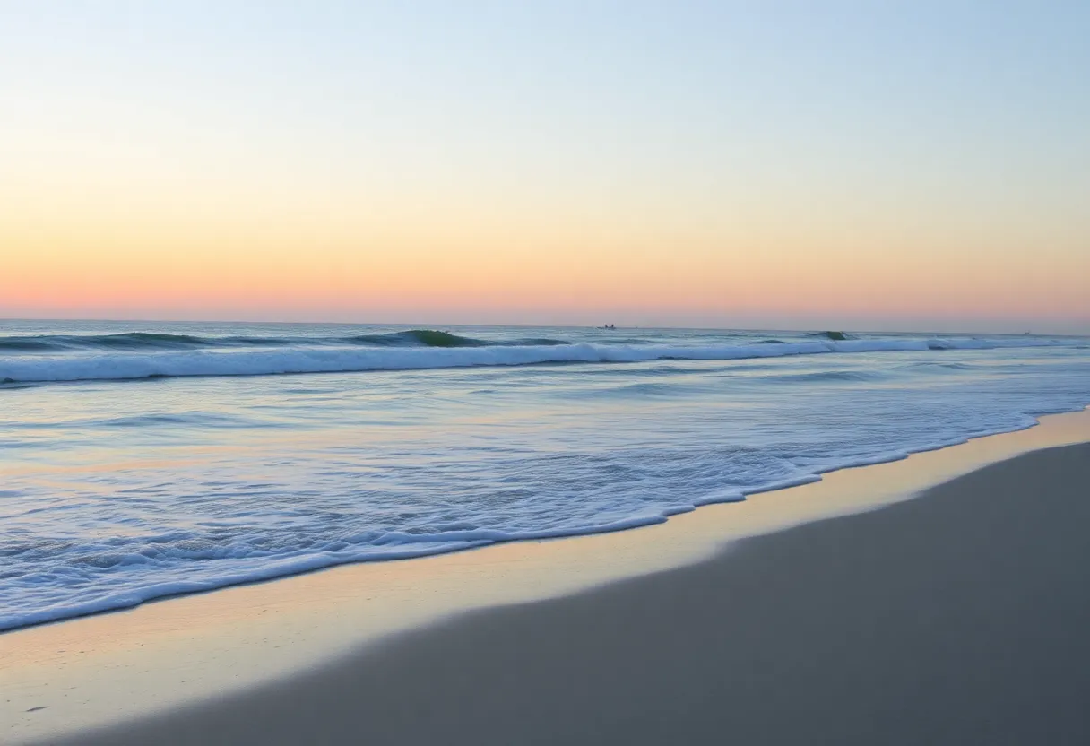 A tranquil beach scene on Hilton Head Island during sunrise.