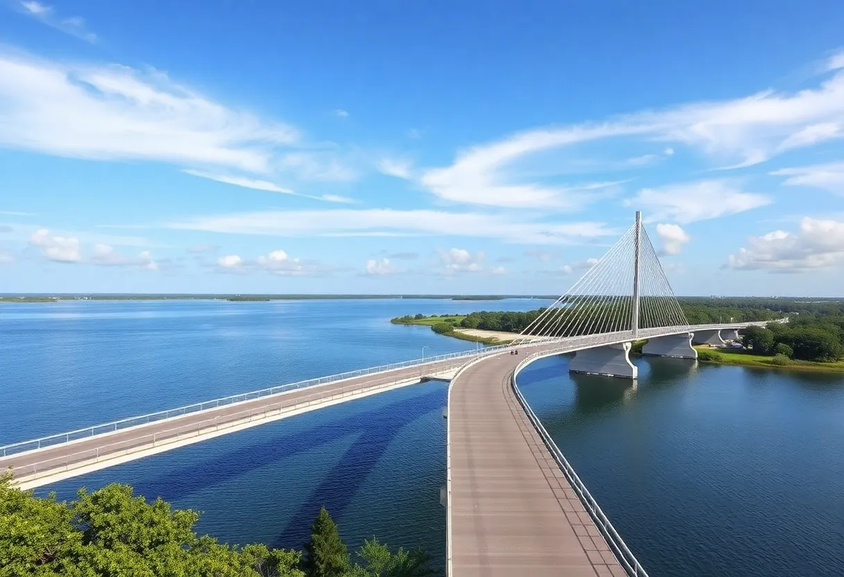 Conceptual design of Hilton Head Island bridge over water.