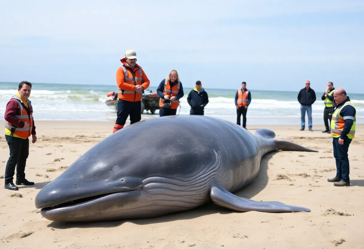Juvenile sperm whale stranded on Hilton Head Island beach