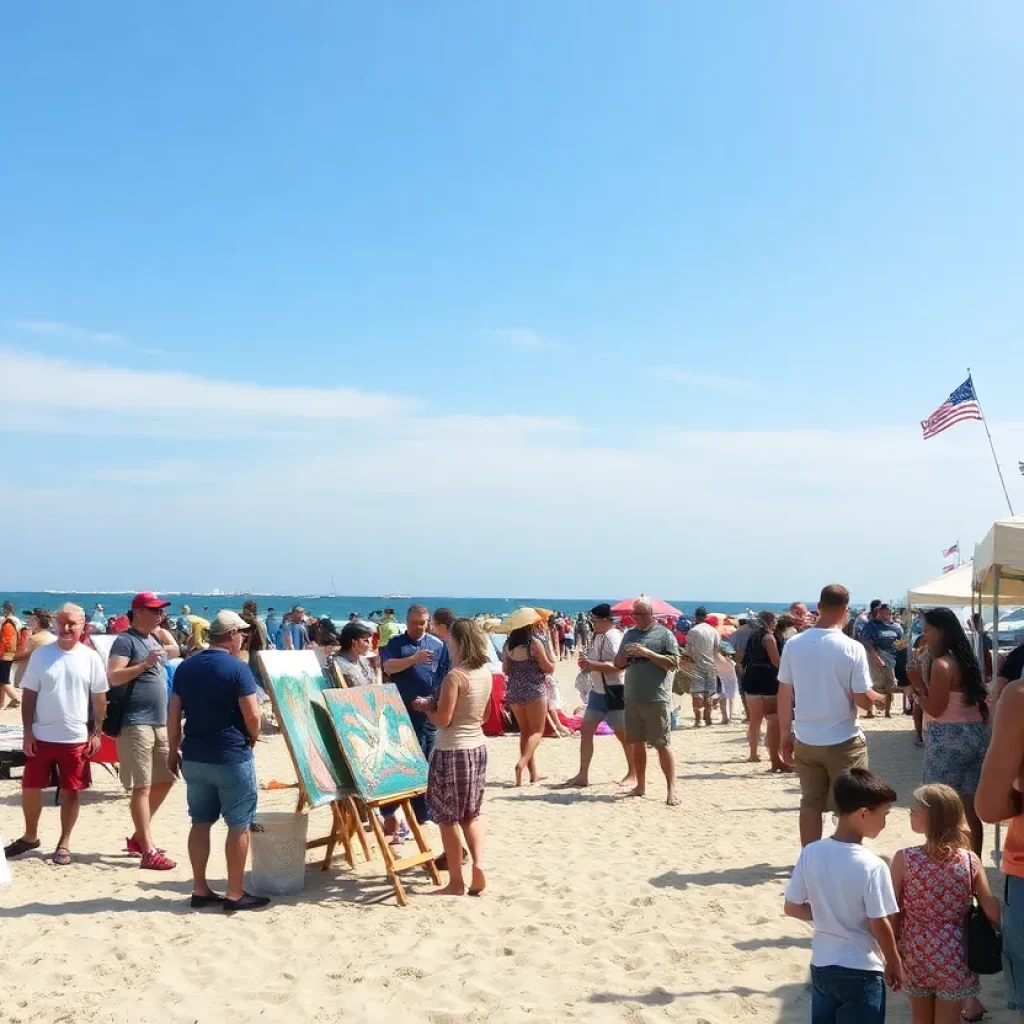 Crowds enjoying Memorial Day festivities at Hilton Head beach