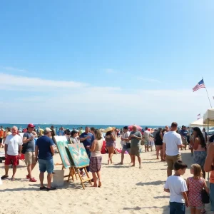 Crowds enjoying Memorial Day festivities at Hilton Head beach