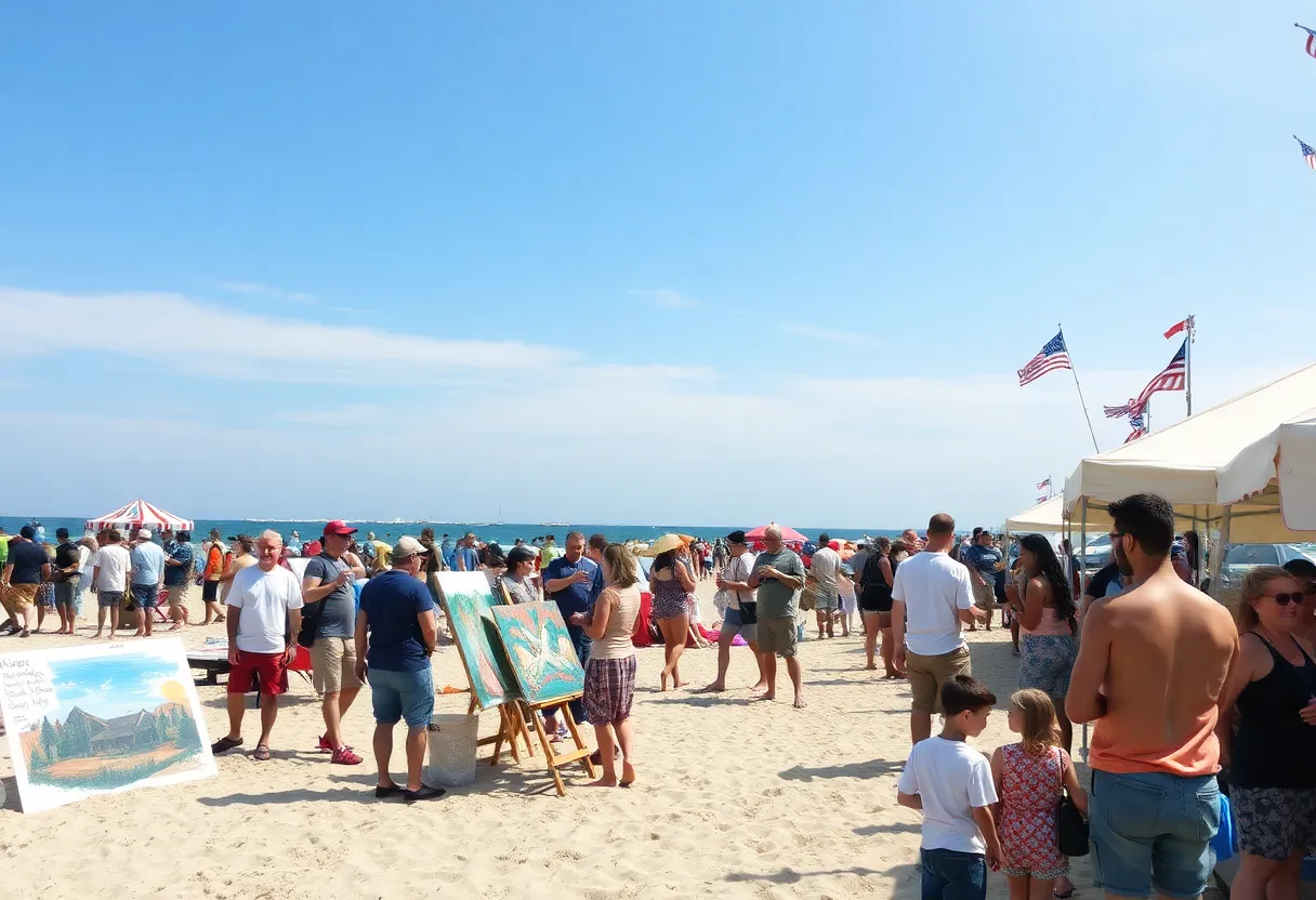 Crowds enjoying Memorial Day festivities at Hilton Head beach