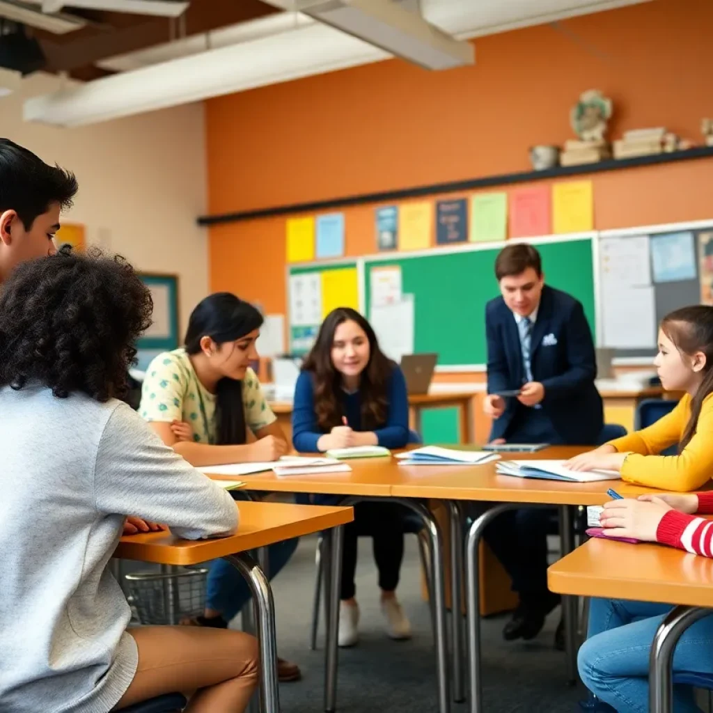 Classroom scene in a Savannah private high school with engaged students