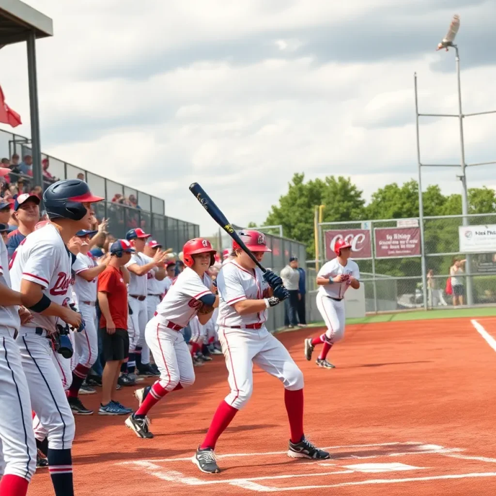 High school baseball players competing in the state playoffs